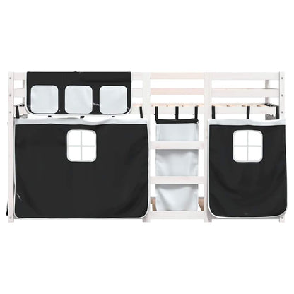 Bunk Bed without Mattress White&Black 90x200 cm Solid Wood Pine