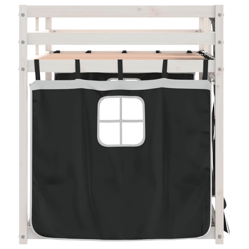 Bunk Bed without Mattress White&Black 90x200 cm Solid Wood Pine