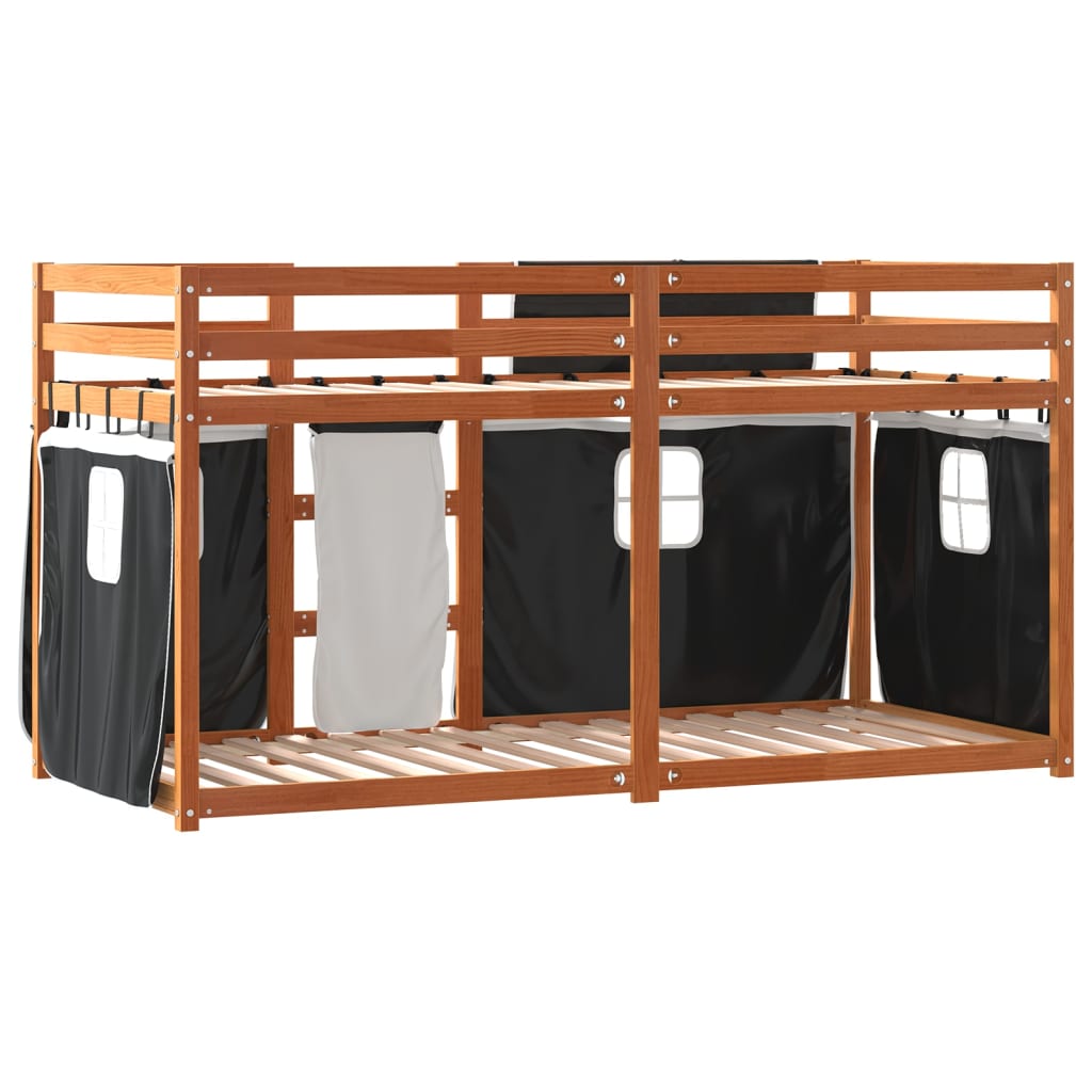 Bunk Bed without Mattress White&Black 90x200 cm Solid Wood Pine
