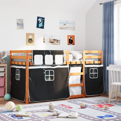 Bunk Bed without Mattress White&Black 90x200 cm Solid Wood Pine