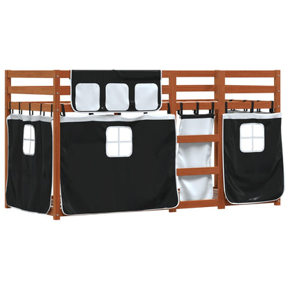 Bunk Bed without Mattress White&Black 90x190 cm Single Solid Wood Pine