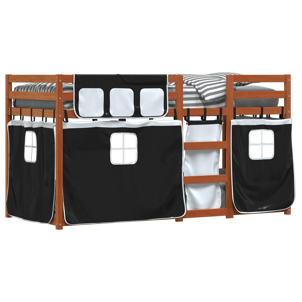 Bunk Bed without Mattress White&Black 90x190 cm Single Solid Wood Pine