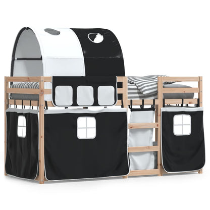 Bunk Bed without Mattress White&Black 80x200 cm Solid Wood Pine
