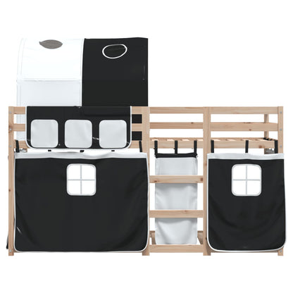 Bunk Bed without Mattress White&Black 80x200 cm Solid Wood Pine
