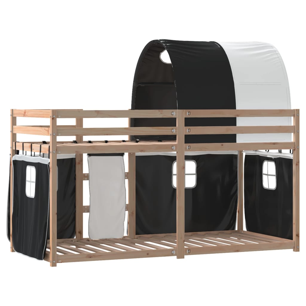 Bunk Bed without Mattress White&Black 80x200 cm Solid Wood Pine