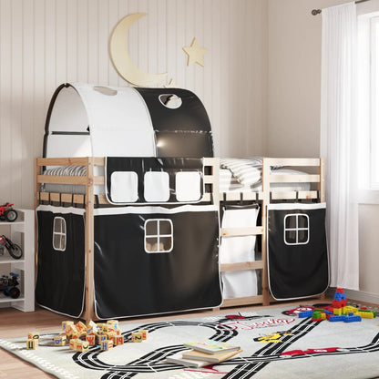 Bunk Bed without Mattress White&Black 80x200 cm Solid Wood Pine