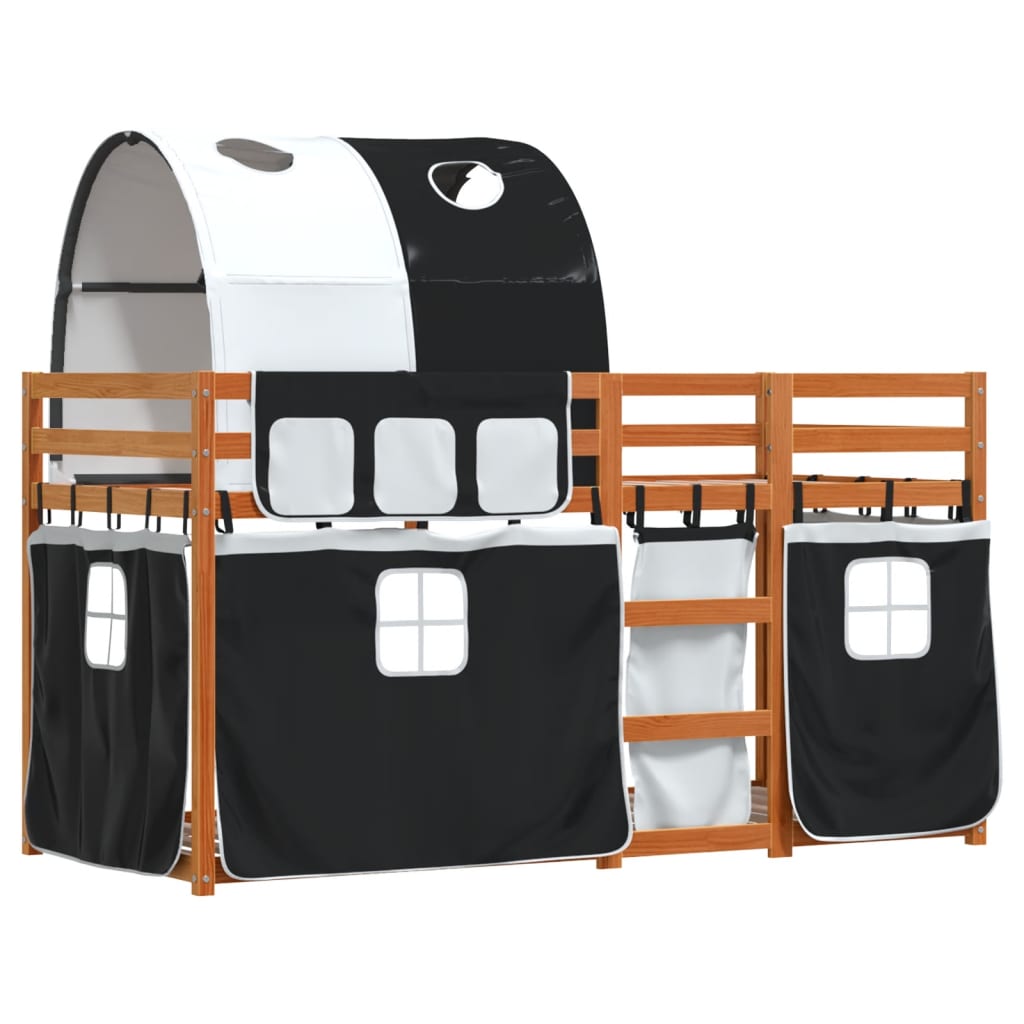 Bunk Bed without Mattress White&Black 80x200 cm Solid Wood Pine