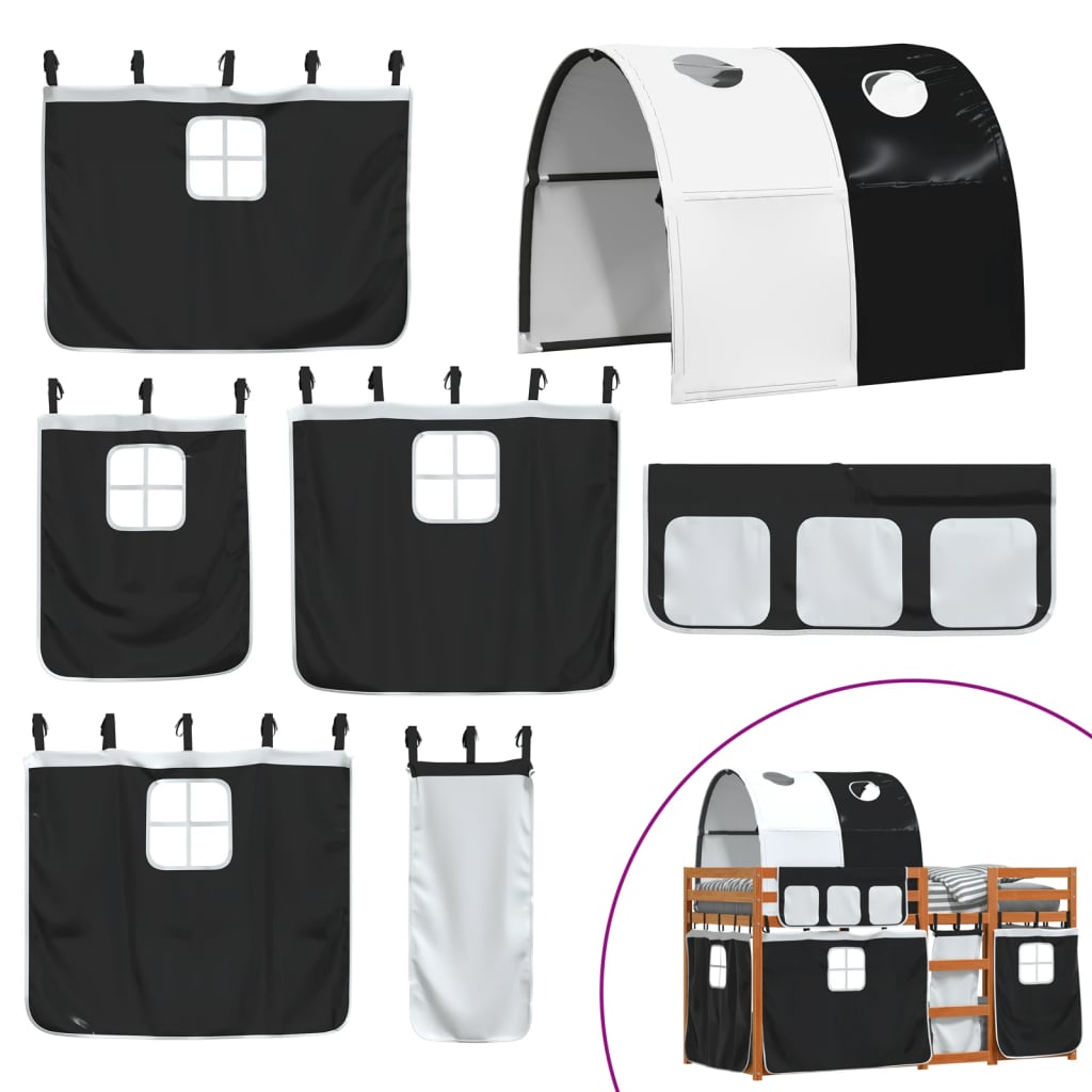 Bunk Bed without Mattress White&Black 80x200 cm Solid Wood Pine