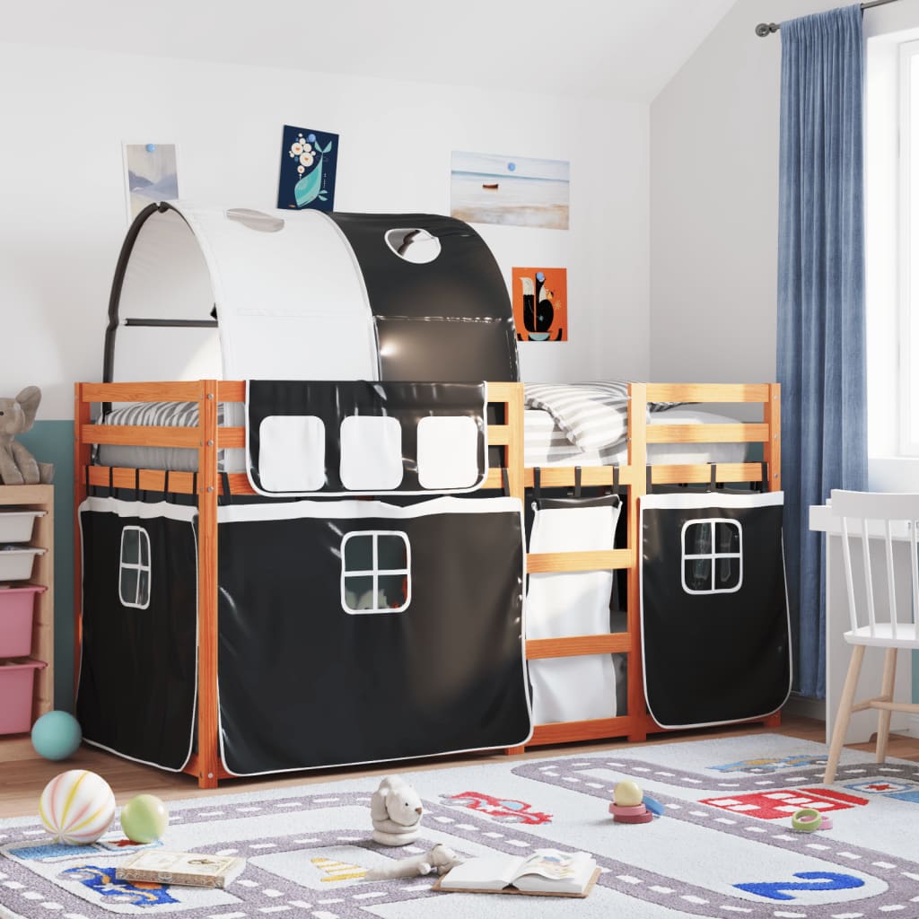 Bunk Bed without Mattress White&Black 80x200 cm Solid Wood Pine