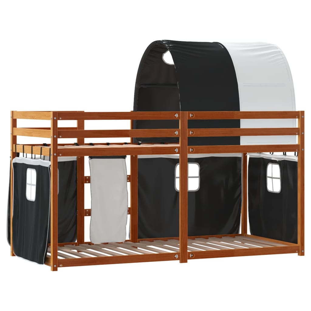 Bunk Bed without Mattress White&Black 90x200 cm Solid Wood Pine
