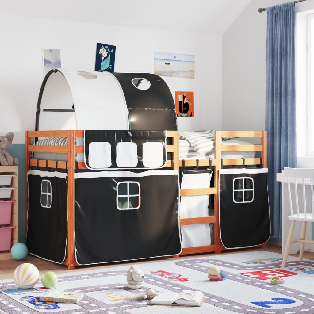 Bunk Bed without Mattress White&Black 90x200 cm Solid Wood Pine