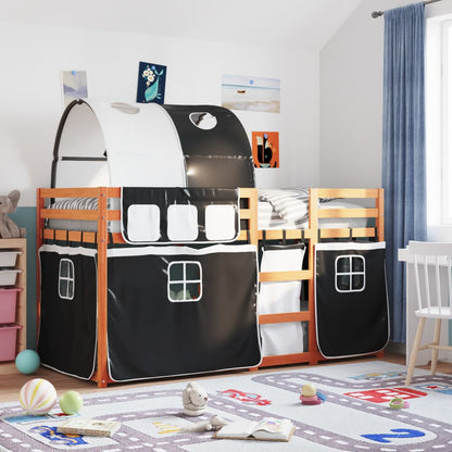 Bunk Bed without Mattress White&Black 90x200 cm Solid Wood Pine