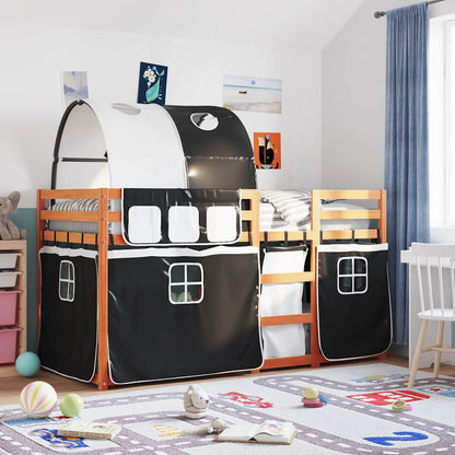 Bunk Bed without Mattress White&Black 90x200 cm Solid Wood Pine