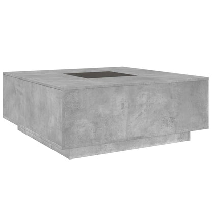 Coffee Table with Infinity LED Concrete Grey 100x100x40 cm
