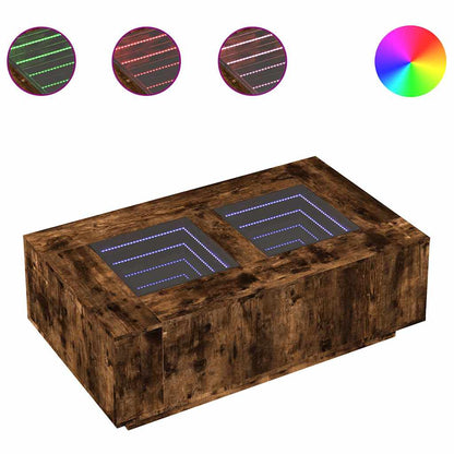 Coffee Table with Infinity LED Smoked Oak 116x69x40 cm