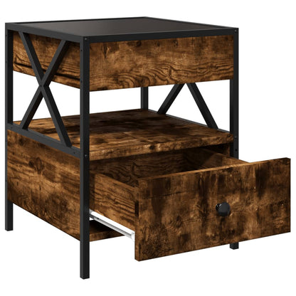 Bedside Table with Infinity LED Smoked Oak 40x40x51 cm