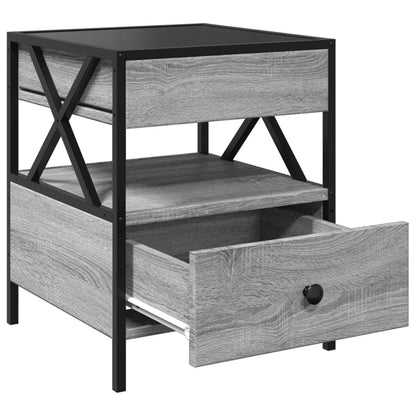 Bedside Table with Infinity LED Grey Sonoma 40x40x51 cm