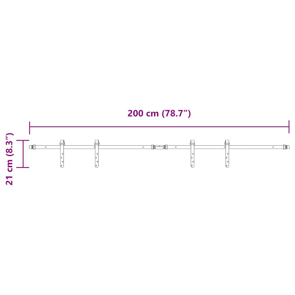 Sliding Cabinet Door Kit 200 cm Carbon Steel