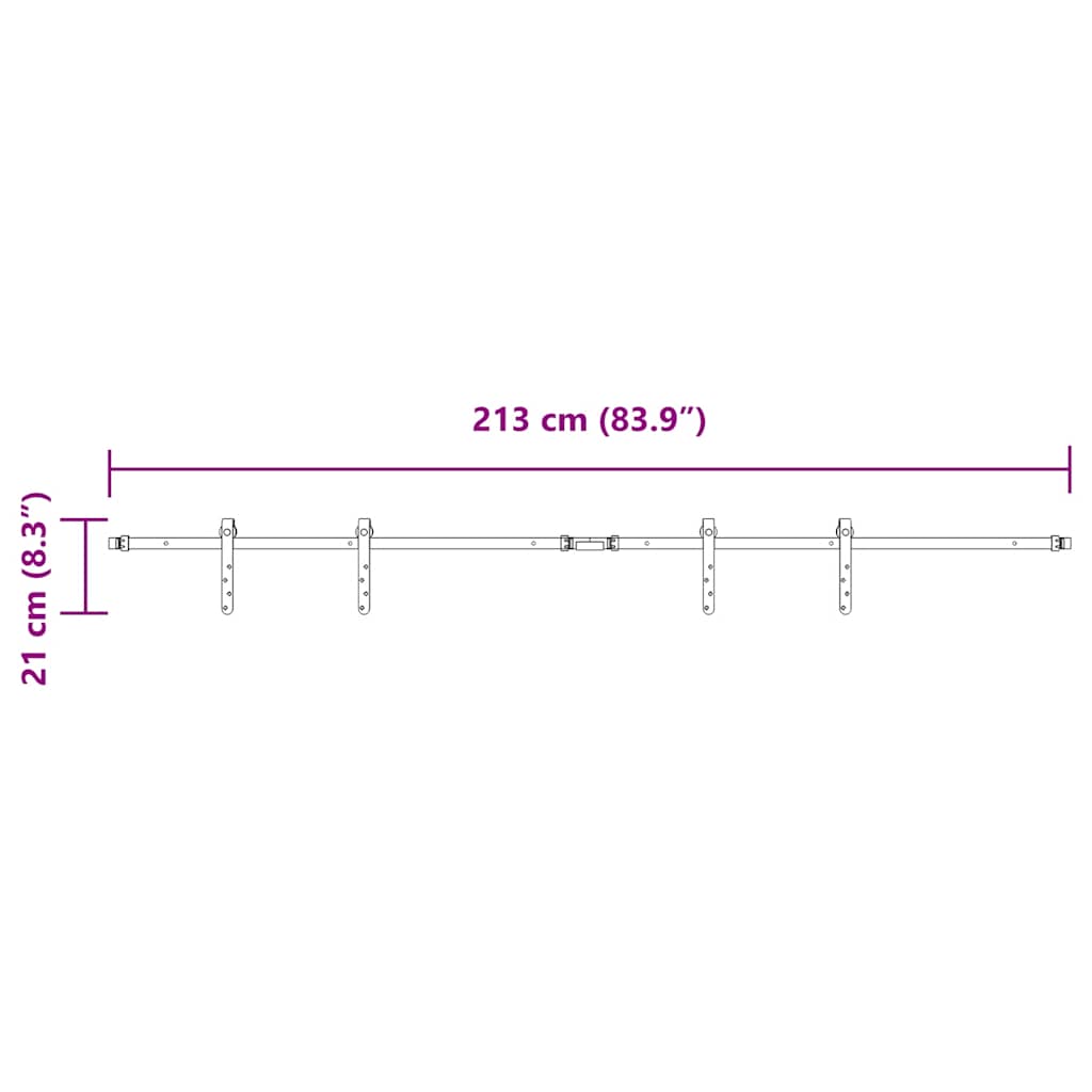  Sliding Cabinet Door Kit 213 cm Carbon Steel