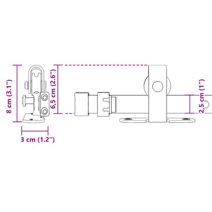 Sliding Cabinet Door Kit 152 cm Carbon Steel