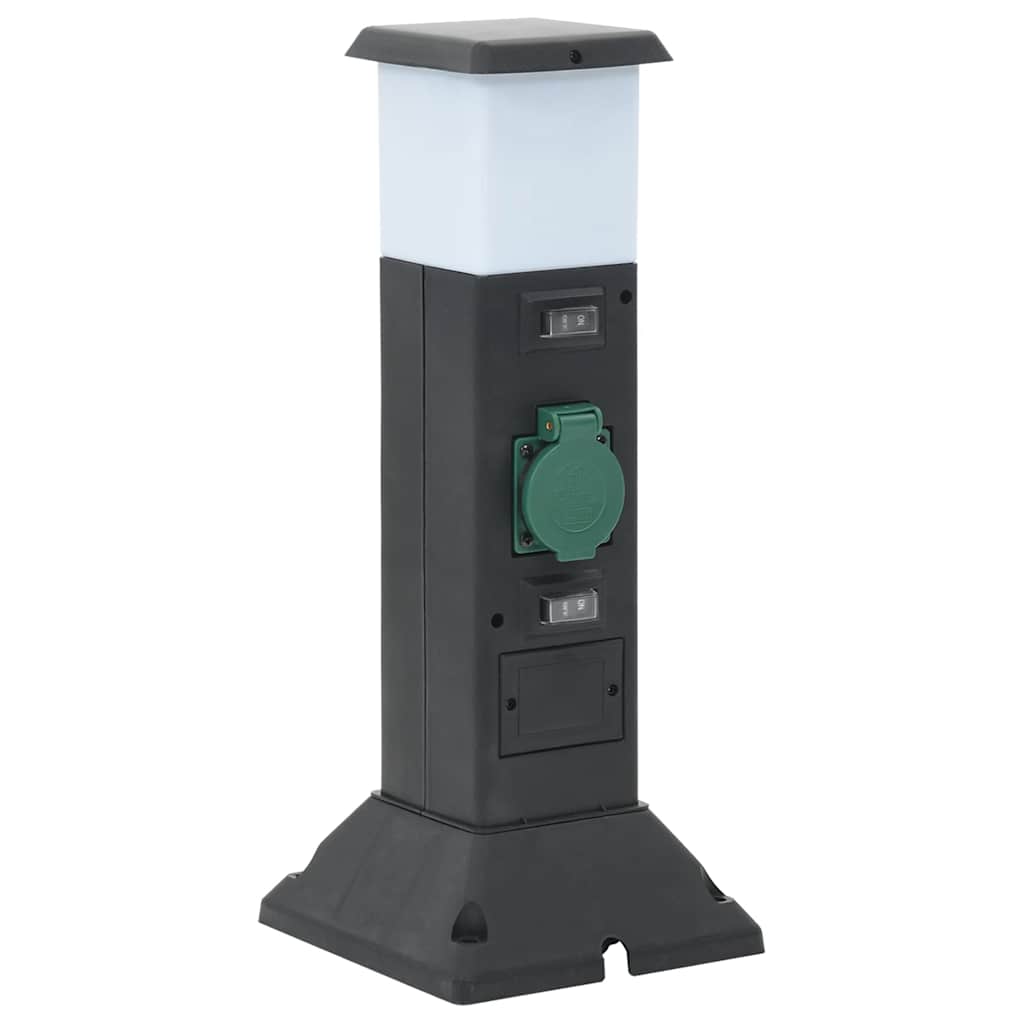 Outdoor Socket Column with Lamp and Spike 2-Way 16x16x39.5 cm