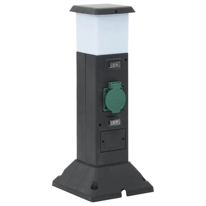 Outdoor Socket Column with Lamp and Spike 2-Way 16x16x39.5 cm