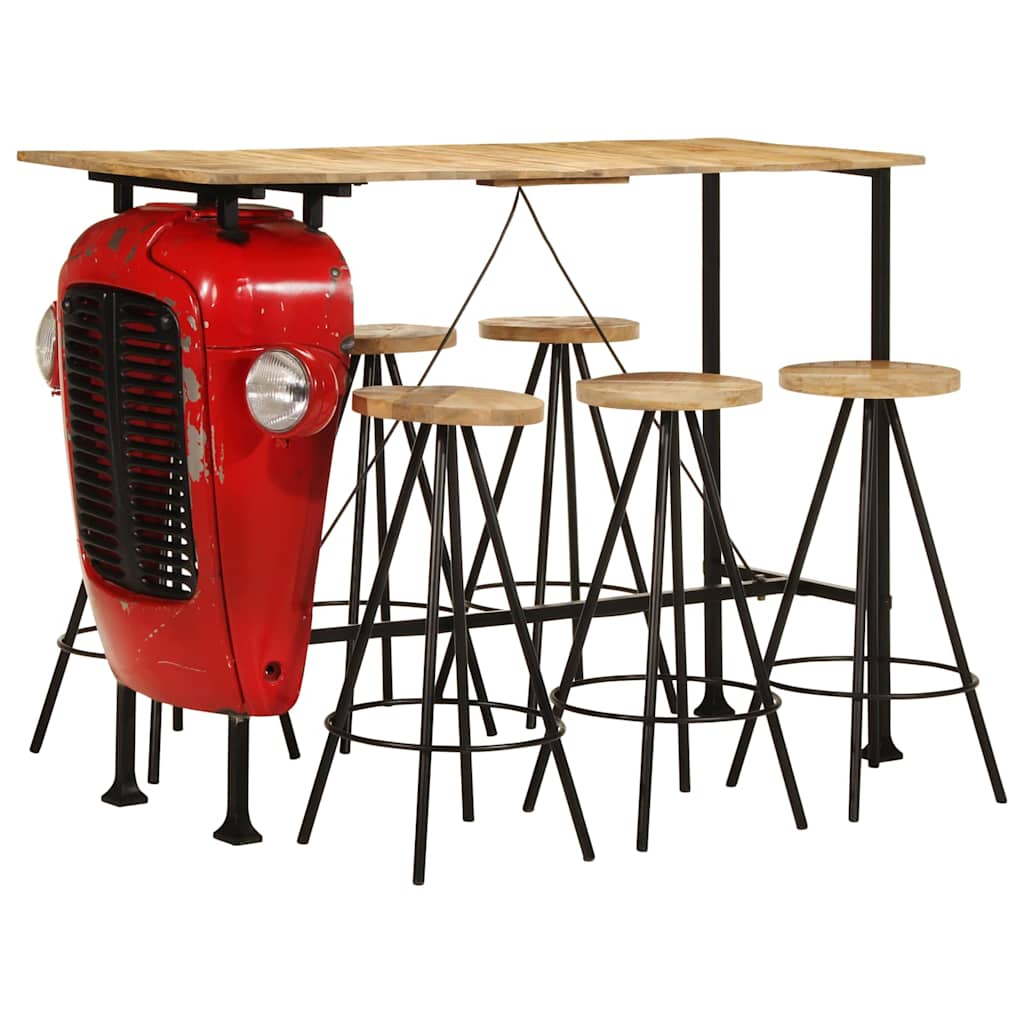 7 Piece Bar Set Solid Wood Mango