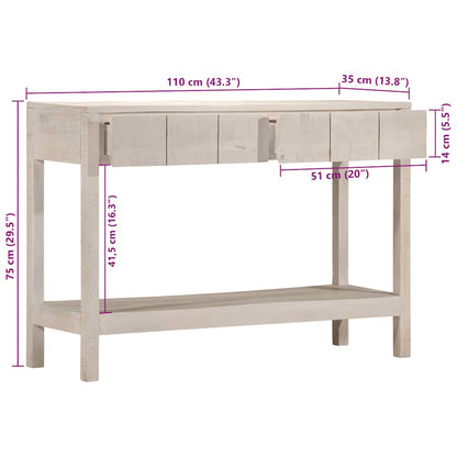 Console Table White 110x35x75 cm Solid Wood Mango