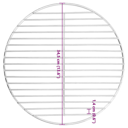 BBQ Grill Grate Round Ø34.5 cm 304 Stainless Steel