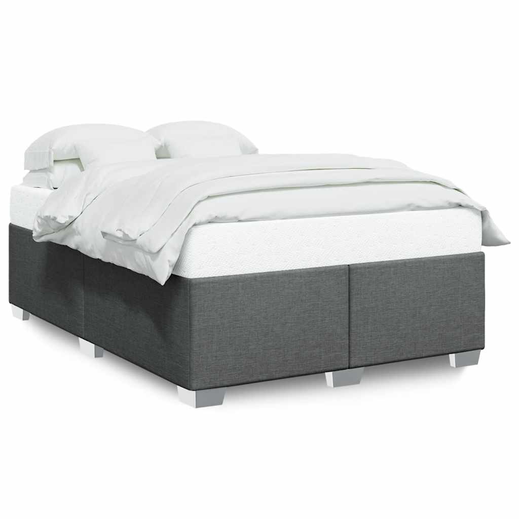 Bed Frame without Mattress Dark Grey Double Fabric