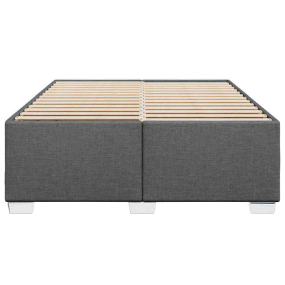 Bed Frame without Mattress Dark Grey Double Fabric