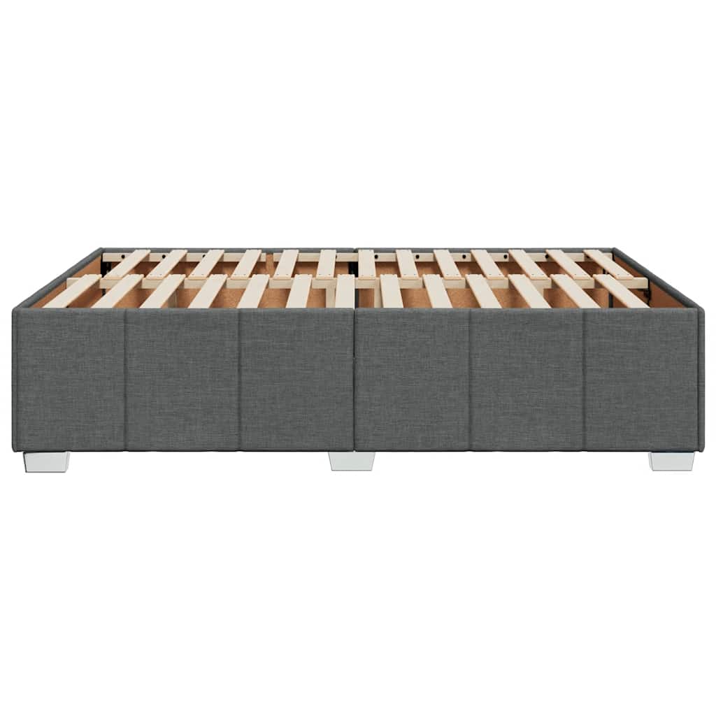 Bed Frame without Mattress Dark Grey Double Fabric
