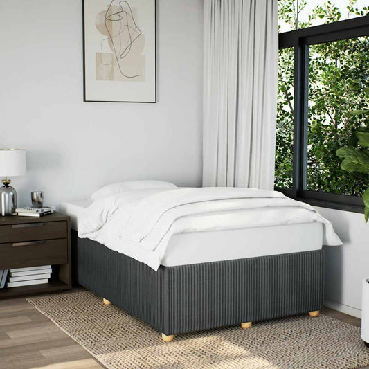 Bed Frame without Mattress Dark Grey Double Fabric