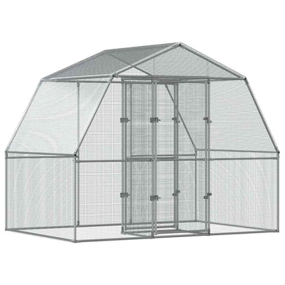 Bird Cage with Door Silver Galvanised Steel