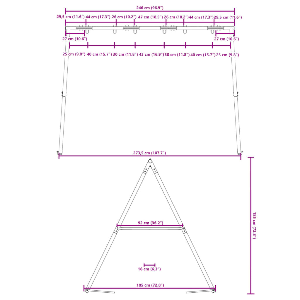 Swing Frame for Outdoor W 273.5 x H 185 cm