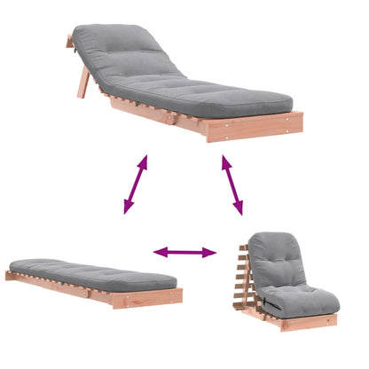 Futon Sofa Bed with Mattress 60x206x11 cm Solid Wood Douglas, featuring an adjustable backrest for versatile seating and sleeping options.