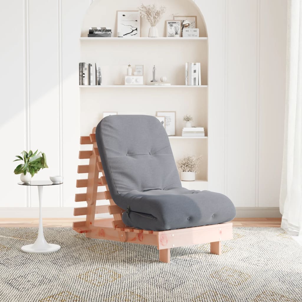 Futon Sofa Bed with Mattress 60x206x11 cm Solid Wood Douglas showcased in a stylish living space.