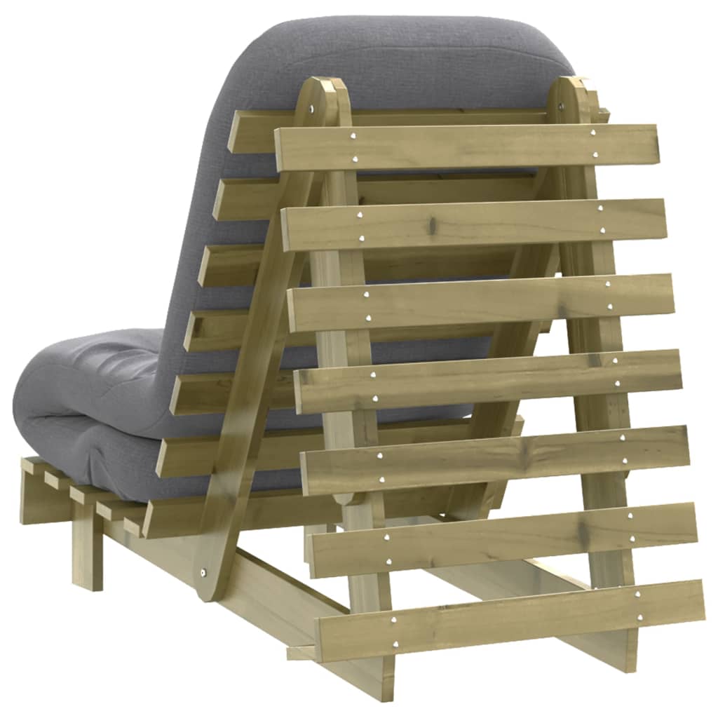 Futon Sofa Bed with Mattress 60x206x11 cm converted into a bed configuration, demonstrating its versatility for comfortable sleeping.
