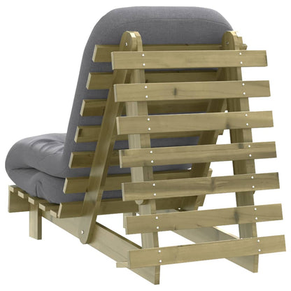 Futon Sofa Bed with Mattress 60x206x11 cm converted into a bed configuration, demonstrating its versatility for comfortable sleeping.