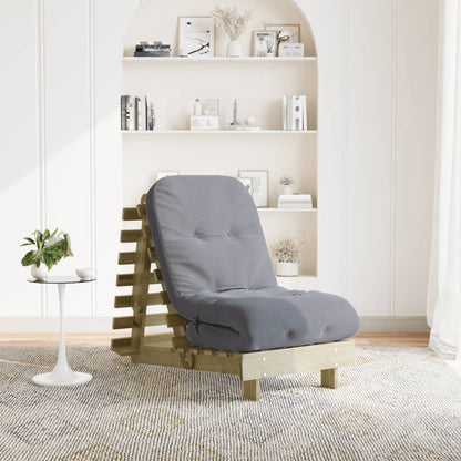 Futon sofa bed with mattress 60x206x11 cm made from impregnated wood pine, featuring adjustable backrest for comfortable living room and guest room use.