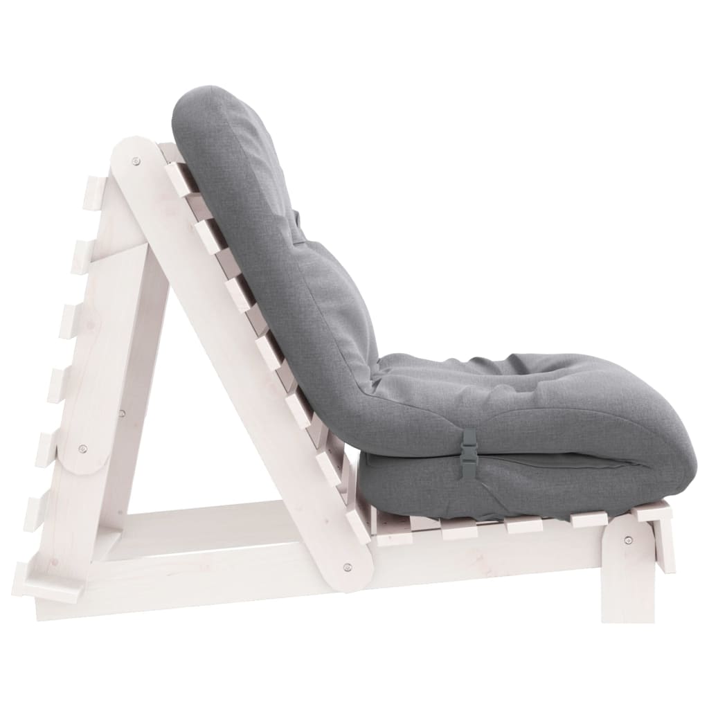 Futon Sofa Bed with Mattress White 70x206x11 cm Solid Wood Pine
