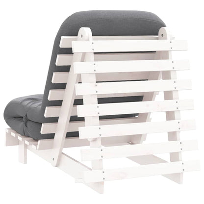 Futon Sofa Bed with Mattress White 70x206x11 cm Solid Wood Pine