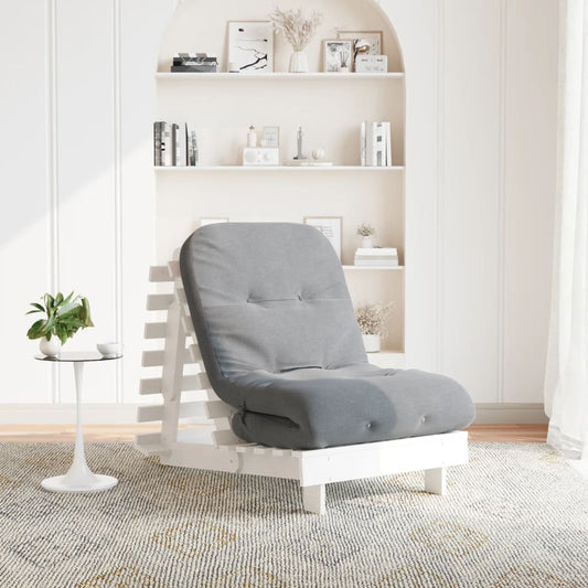 Futon Sofa Bed with Mattress White 70x206x11 cm Solid Wood Pine