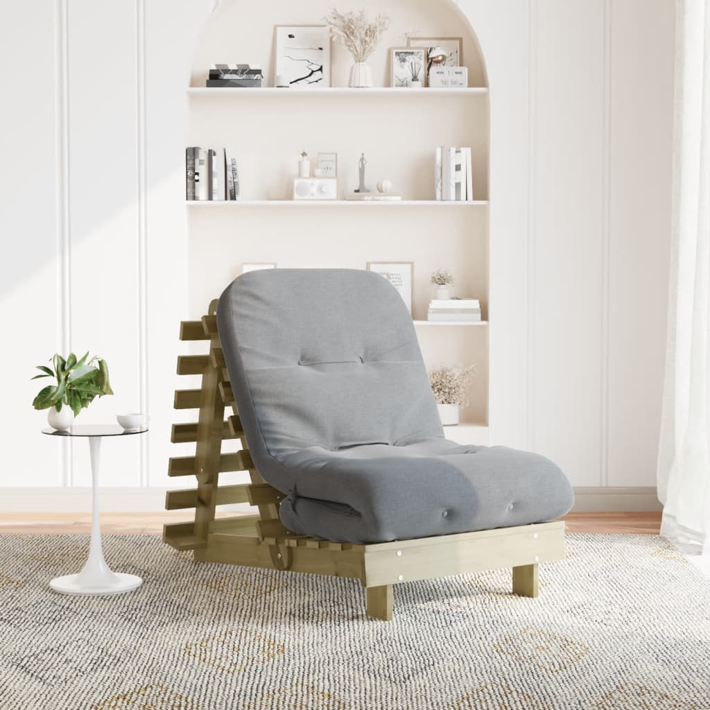 Futon Sofa Bed with Mattress 70x206x11 cm Impregnated Wood Pine displayed in a stylish living room setting.
