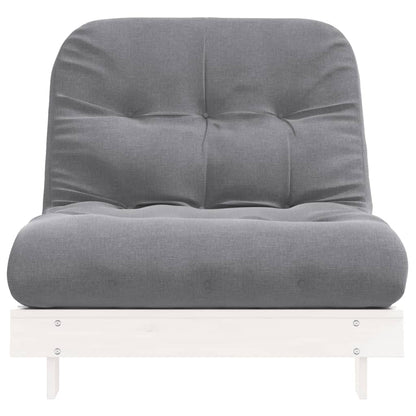 Grey foam mattress included with the Futon Sofa Bed with Mattress White 80x206x11 cm Solid Wood Pine for comfortable seating and sleeping.