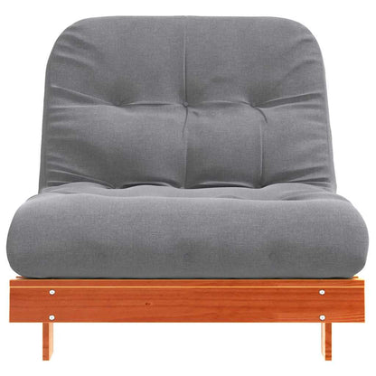 Futon Sofa Bed with Mattress Wax Brown 80x206x11 cm Solid Wood Pine