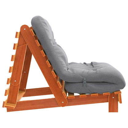 Futon Sofa Bed with Mattress Wax Brown 80x206x11 cm Solid Wood Pine