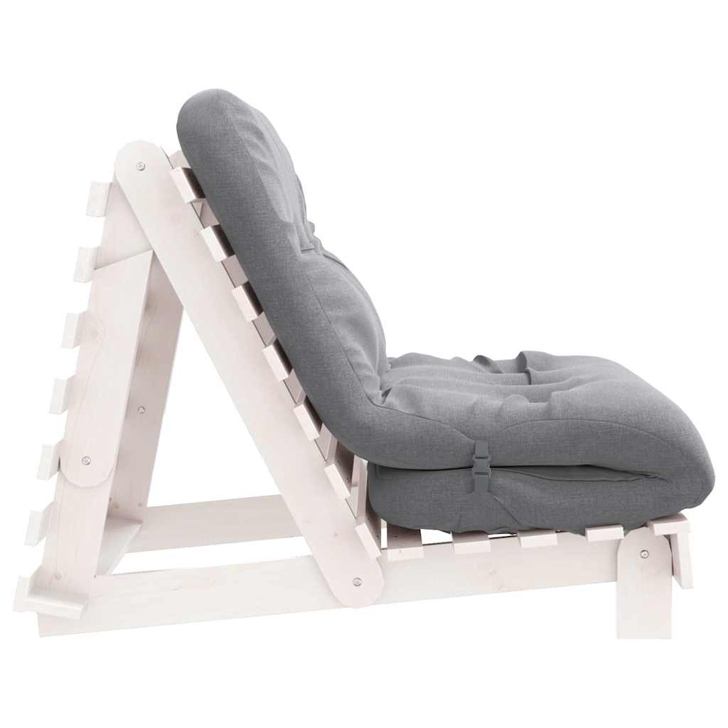 Futon Sofa Bed with Mattress White 90x206x11 cm Solid Wood Pine