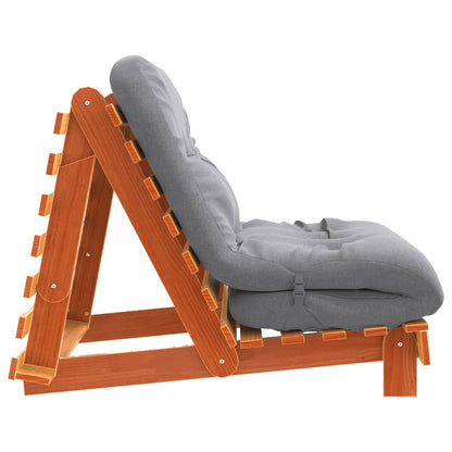 Futon Sofa Bed with Mattress in Wax Brown, Solid Wood Pine, 90x206x11 cm, perfect for living room and guest rooms.