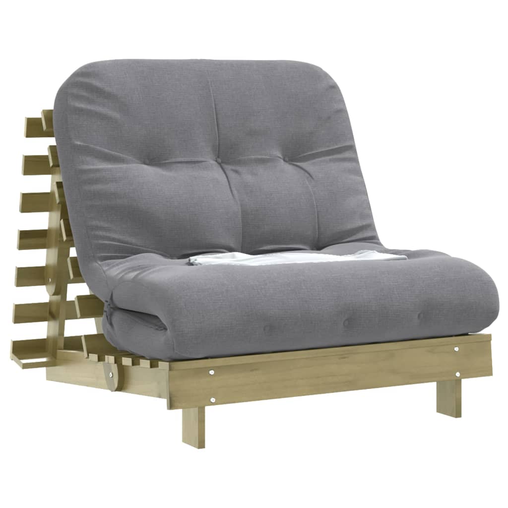 Futon Sofa Bed with Mattress 90x206x11 cm folded for easy storage, demonstrating its compact design ideal for smaller spaces.